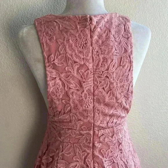 NBD Revolve Faith Pastel Blush Pink Floral Lace Plunge Neck Mini Dress - XS - Picture 10 of 11